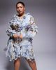 ASOS LUXE ASOS LUXE Curve organza and chiffon printed asymmetrical mini dress with embellishment in blue western floral - 4