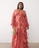 ASOS LUXE ASOS LUXE Curve ruched long sleeve maxi dress with waterfall detail in faded rose-Pink - 1