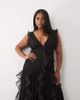 ASOS LUXE ASOS LUXE Curve ruched maxi dress with waterfall detail in black - 4