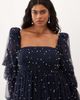 ASOS LUXE ASOS LUXE Curve tulle baby doll dress with faux-pearl embellishment in navy - 3