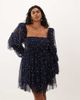 ASOS LUXE ASOS LUXE Curve tulle baby doll dress with faux-pearl embellishment in navy - 4