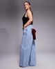 ASOS LUXE ASOS LUXE Curve wide leg jeans with 3D velvet bow detail in light blue - 2