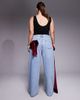 ASOS LUXE ASOS LUXE Curve wide leg jeans with 3D velvet bow detail in light blue - 3