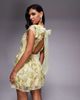 ASOS LUXE ASOS LUXE embellished 3D floral lace mini dress with drop pearls in yellow - 1