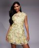 ASOS LUXE ASOS LUXE embellished 3D floral lace mini dress with drop pearls in yellow - 4