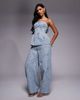 ASOS LUXE ASOS LUXE embellished heart barrel pants in blue boucle - part of a set - 1