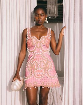ASOS LUXE ASOS LUXE embellished square neck mini dress in pink