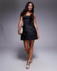ASOS LUXE ASOS LUXE embroidered jacquard satin 3D floral mini dress in black - 2
