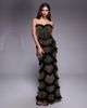ASOS LUXE ASOS LUXE faux-gem embellished strapless maxi dress with scallop hem in black and gold - 1
