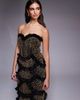 ASOS LUXE ASOS LUXE faux-gem embellished strapless maxi dress with scallop hem in black and gold - 4