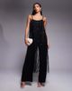 ASOS LUXE ASOS LUXE faux pearl embellished fringe jumpsuit in black - 1