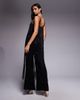 ASOS LUXE ASOS LUXE faux pearl embellished fringe jumpsuit in black - 4