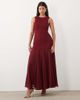 ASOS LUXE ASOS LUXE fluffy knit bodice maxi dress with chiffon skirt in burgundy-Red - 1