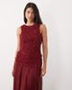 ASOS LUXE ASOS LUXE fluffy knit bodice maxi dress with chiffon skirt in burgundy-Red - 2
