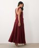 ASOS LUXE ASOS LUXE fluffy knit bodice maxi dress with chiffon skirt in burgundy-Red - 4