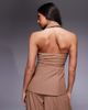 ASOS LUXE ASOS LUXE halterneck vest with corsage detail in brown pinstripe - part of a set-Multi - 3