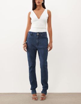 ASOS LUXE ASOS LUXE heart belt loop pique denim skinny jeans in blue