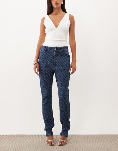 ASOS LUXE ASOS LUXE heart belt loop pique denim skinny jeans in blue