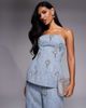 ASOS LUXE ASOS LUXE heart embellished bouclé corset bandeau top in light blue - part of a set - 1