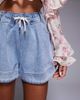 ASOS LUXE ASOS LUXE high waist flippy short with heart pocket in mid wash blue - 3