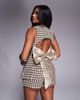 ASOS LUXE ASOS LUXE houndstooth boucle mini shorts in chocolate - part of a set-Brown - 2