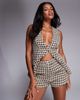 ASOS LUXE ASOS LUXE houndstooth boucle mini shorts in chocolate - part of a set-Brown - 4