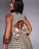 ASOS LUXE ASOS LUXE houndstooth boucle vest with embellished buttons and bow back in chocolate - part of a set-Brown - 1
