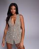 ASOS LUXE ASOS LUXE houndstooth boucle vest with embellished buttons and bow back in chocolate - part of a set-Brown - 2