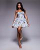 ASOS LUXE ASOS LUXE jacquard mini dress with corset and bow back in capri floral-Blue - 1