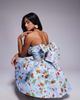 ASOS LUXE ASOS LUXE jacquard mini dress with corset and bow back in capri floral-Blue - 3