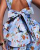 ASOS LUXE ASOS LUXE jacquard peplum top with bow back in capri floral - part of a set-Blue - 2