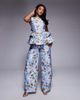 ASOS LUXE ASOS LUXE jacquard peplum top with bow back in capri floral - part of a set-Blue - 3