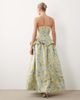 ASOS LUXE ASOS LUXE jacquard pleated bandeau maxi dress in yellow and blue-Multi - 2