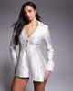 ASOS LUXE ASOS LUXE jacquard romper with cinched waist in white - 1