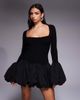 ASOS LUXE ASOS LUXE knit mini dress with bubble hem and cuffs in black - 2