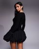 ASOS LUXE ASOS LUXE knit mini dress with bubble hem and cuffs in black - 4