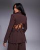 ASOS LUXE ASOS LUXE macrame tailored blazer in chocolate - part of a set-Brown - 4