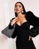 ASOS LUXE ASOS LUXE mini dress with faux fur sleeve in black - 2