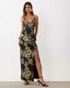 ASOS LUXE ASOS LUXE off-shoulder jacquard midi dress in black and gold jacquard-Multi - 1
