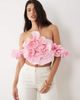 ASOS LUXE ASOS LUXE off-the-shoulder top with 3D flower detail in pink - 1
