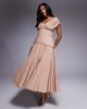 ASOS LUXE ASOS LUXE off shoulder pleated with moulded hips midi dress in mocha-Brown - 1