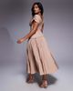 ASOS LUXE ASOS LUXE off shoulder pleated with moulded hips midi dress in mocha-Brown - 4