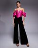 ASOS LUXE ASOS LUXE off the shoulder satin and velvet jumpsuit in black - 1