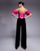 ASOS LUXE ASOS LUXE off the shoulder satin and velvet jumpsuit in black - 3