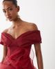 ASOS LUXE ASOS LUXE off the shoulder structured mini dress with organza skirt in burgundy - 3