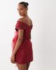 ASOS LUXE ASOS LUXE off the shoulder structured mini dress with organza skirt in burgundy - 4