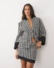 ASOS LUXE ASOS LUXE oversize dogtooth mini skirt with decorative buttons and contrast hem in mono-MULTI - 1