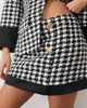 ASOS LUXE ASOS LUXE oversize dogtooth mini skirt with decorative buttons and contrast hem in mono-MULTI - 2