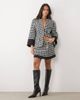 ASOS LUXE ASOS LUXE oversize dogtooth mini skirt with decorative buttons and contrast hem in mono-MULTI - 3