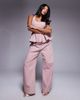ASOS LUXE ASOS LUXE pearl embellished cotton twill barrel pants in pink - part of a set - 1